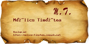 Málics Timótea névjegykártya